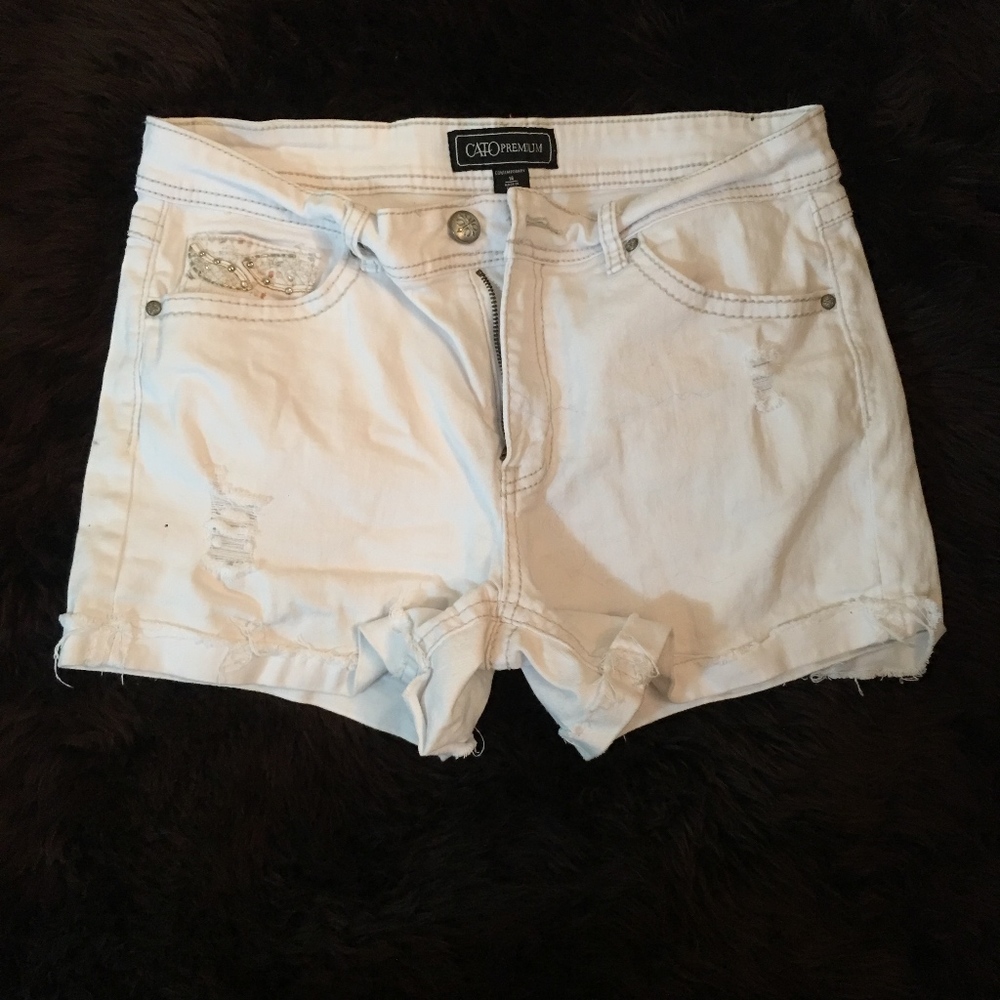 White Jean shorts